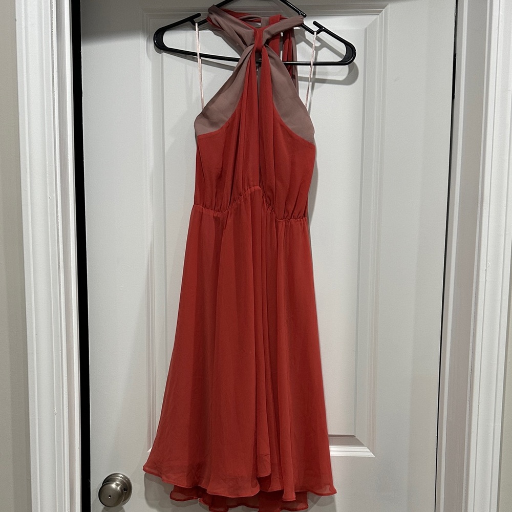 H&M Red and Pink Midi Dress